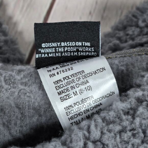 Disney Faux Fur Winnie The Pooh Grey Flannel OK But First Hunny Super Soft M - Picture 6 of 9